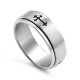 Steel Spinner Ring Cross Design